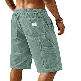 Homme Shorts Shorts d'été Short décontracté Short en velours côtelé Avec Poches Taille Élastique Uni Confort Respirant Longueur Genou Quotidien Extérieur Vêtem