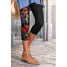 Women's Chinos Leggings Vacation Vintage Streetwear Capris High Waist Floral Graphic Printing Comfort Soft Comfortable Stretchy Daily Outdoor Vacation Black Su