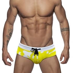 Men's Swim Shorts Swim Trunks Swim Briefs Printed Drawstring Quick Dry Stretchy Breathable Swimwear Bottoms Surfing Water Sports Swimming Summer