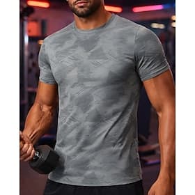 Men's Camo / Camouflage Running T-Shirt Compression Shirt Athletic Shirt Sports Top Summer Short Sleeve Quick Dry Moisture Wicking Breathable Gym Workout Walki