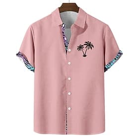 Men's Coconut Tree Tropical Plants Summer Hawaiian Shirt Button Up Shirt Aloha Shirt Short Sleeve Hawaiian Vacation Holiday Beach Wear Summer Spring Turndown 3 thumbnail 2