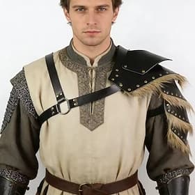 Mittelalterlich Renaissance Rüstung Schulterschützer Kunstpelzkostüm Krieger Wikinger Barbar Kostüm Herren Vikinger Halloween Karneval Leistung LARP Renaissanc