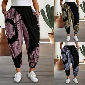 Women's Chinos Harem Pants Vacation Fashion Streetwear Ankle-Length High Waist Graphic Tie Dye Pocket Elastic Waistband Print Comfy Comfort Soft Stretchy Outdo