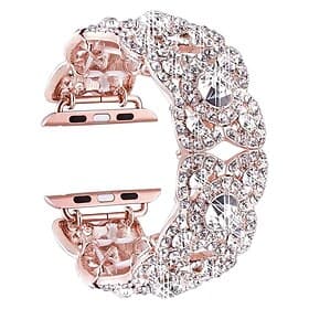 Jewelry Bracelet Compatible with Apple Watch band 38mm 40mm 41mm 42mm 44mm 45mm 49mm Glitter Bling Diamond Stainless Steel Strap Replacement Wristband for iwat