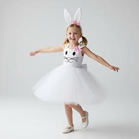 Tutu Robe Animal Rabbit Easter Bunny Dresses Funny Kid's Girls' Halloween Easter Carnival Party Dress Up