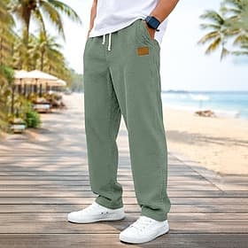 Per uomo Pantaloni in velluto a coste Pantaloni casual Coulisse Gamba Dritta Tinta unica Comodità Lunghezza intera Casuale Quotidiano All'aperto Vacanza Moda B