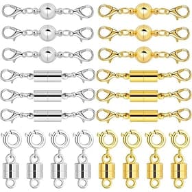 20 Pack Magnetic Necklace Clasps and Closures. Necklace Jewelry Extender with Strong Magnet. Magnetic Necklace Clasp for Jewelry Necklace Bracelet Making. Gold