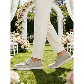 Men's Grey Slip-On Loafers, Breathable Upper with Cushioned Sole, Stylish and Comfortable for Garden Weddings, Formal Gatherings  Elegant Celebrations