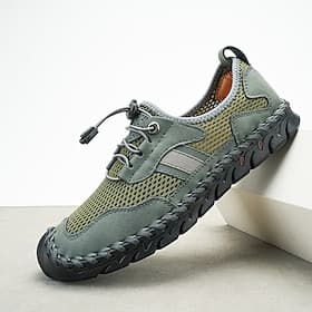 Men's Faux Leather Green Outdoor Water Shoes, Breathable Quick-Dry Sports Footwear for Hiking, Beach and Summer Adventures