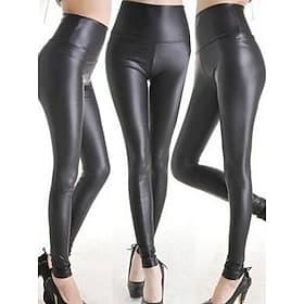 Dames Broek Leren broek Leggings Vakantie Modieus Streetwear Volledige lengte Enkellengte Hoge taille Effen Elastische taille Comfortabel Ademend Rekbaar Dagel
