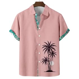 Men's Coconut Tree Tropical Plants Summer Hawaiian Shirt Button Up Shirt Aloha Shirt Short Sleeve Hawaiian Vacation Holiday Beach Wear Summer Spring Turndown 3