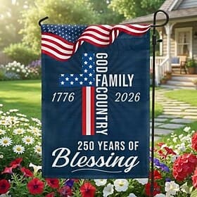 U.S. 250th Anniversary America Years Anniversary Flag 1776 2026 Patriotic Blessed Nation Independence Commemorative Banner