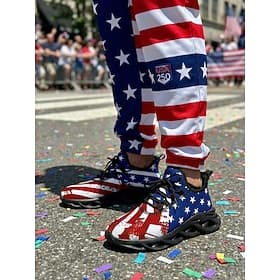 United States Anniversary Men's America Athletic Sneakers - USA Flag Print Lightweight Running Shoes, Cushioned Sole Patriotic Trainers for 4th of July Celebra