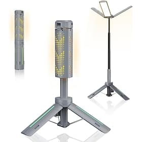 Rechargeable 8000mAh Camping and Work Light with Adjustable Stand 3.4 ft, 3000 Lumen Cordless Work Light Featuring 3 Adjustable Heads, Dimmable Emergency Flash