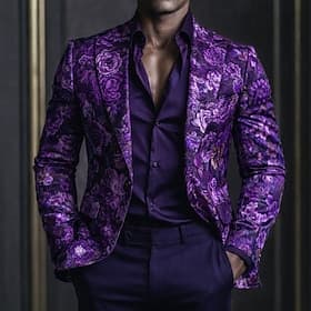Men's Floral Print Blazer Jacket Coat Fashion Comfortable Breathable Artistic Casual Daily Party Formal 3D Print Buttons Multi Pocket Fall Winter Spring Notch