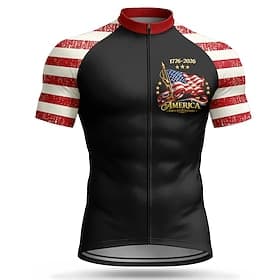 America's 250th Anniversary Independence Day American National Day Men Cycling Jersey American US Flag Flag / National flag Short Sleeve Bike Jersey Top with 3