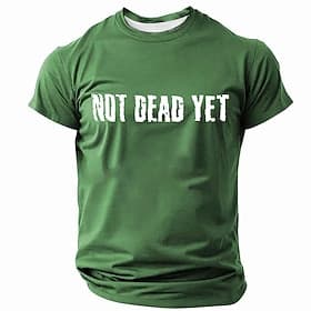 Men's Not Dead Yet Funny Military Humor T Shirt Short Sleeve Crew Neck Distressed Veteran Graphic Tee Patriotic Retired Soldier Gift Casual Clothing Apparel S