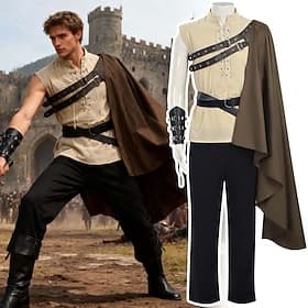 Medieval Renaissance Fancy Costume Warrior Knight Ritter Viking Fancy Dress Men's Viking Fantasy Halloween Carnival Performance LARP Ren Faire Adults' Shirt Pa