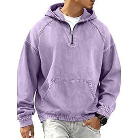 SoftFade™ Men's Denim Shirt 100% Cotton Acid Wash Shirt Tee Top Long Sleeve Hooded Spring Fall Plain Vintage Streetwear Casual Zip Up Vintage Style Garment Dye