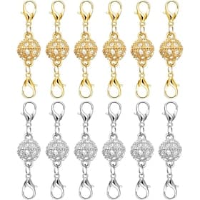 12PCS Magnetic Necklace Clasps and Closures, Gold  Silver Magnetic Lobster Clasp Extenders for Necklaces  Bracelets, Easy Jewelry Converter for Women, Seniors,