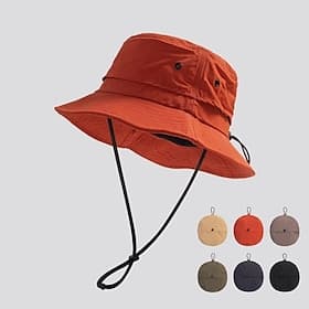 Unisexe Bob Noir bleu marine Tactel Froncé Cordon de serrage Réglable Sports  Plein air Occasionnel Extérieur Couleur Unie Protection solaire Écran solaire