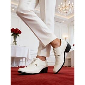 Weiße Herren-Hochzeitsschuhe aus Kunstleder zum Hineinschlüpfen, klassische formelle Schuhe für Hochzeitsveranstaltungen und -zeremonien