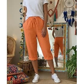 Women's Capri Pants Chinos Summer Shorts Crop Vacation Streetwear Casual Knee Length Medium Waist Plain Drawstring Pocket Comfortable Breathable Inelastic Dail