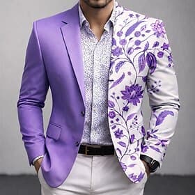 Men's Floral Print Blazer Jacket Coat Fashion Comfortable Breathable Artistic Casual Casual Daily Formal 3D Print Buttons Multi Pocket Fall  Winter Spring Notc