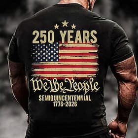 4th of July 2026 250th Memorial Day Men's 3D Print US Flag Crew Neck Short Sleeve T-Shirt Daily Street thumbnail 2