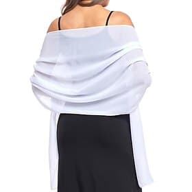 Shawls Women's Wrap Mother's Wraps Bridal's Wraps Wedding Guest 's Wraps Elegant Ladies Formal Style Sleeveless Chiffon Wedding Wraps With Pure Color For Daily