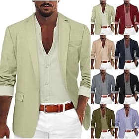 Homme Veste blazer Col cranté Mode Léger Occasionnel Couleur Unie Blazer Noir Vert Claire Rouge Coupe sur mesure à boutonnage simple à un bouton