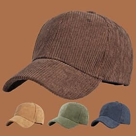 Unisex Baseball Hat Black Yellow Corduroy Stripe Plain Warm Vintage Casual Casual Daily Streetwear Solid Color Sun Protection