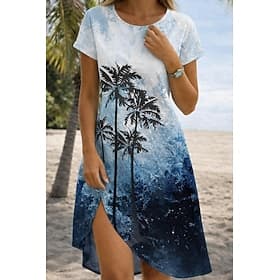 Women's Mini Dress Sundress T Shirt Dress Tee Dress A Line Dress Vacation Party Casual Outdoor Beach Party Regular Fit Floral Graphic Short Sleeve Crewneck Whi