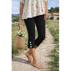 Women's Slim Chinos Crop Cozy Leggings Casual Tights Calf-Length Natural Plain Split Quick Dry Soft Comfortable Vacation Casual Daily Black White Summer Skinny thumbnail 2