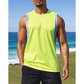 Men's Color Block Workout Tank Top Running Tank Top Sports Top Summer Patchwork Sleeveless Quick Dry Moisture Wicking Breathable Gym Workout Walking Jogging Sk