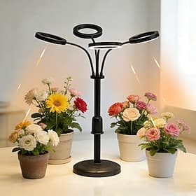 1 Pc 4-Head Adjustable Circular Plant Grow Light, Full Spectrum, Indoor Greenery, Succulents, Seedlings, Aquarium, Dimmable, Timer Function, USB Powered for Pl
