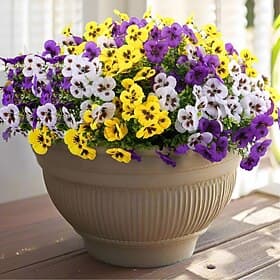 18 Pcs Artificial Fake Pansy Flowers for Outdoor, Faux Silk Pansies Spring Flowers for Outside for Planter Front Door Porch Yard Patio Window Box Home Decor (1