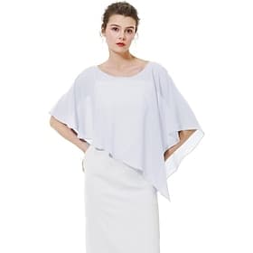 Shrug Mother's Wraps Bridal's Wraps Wedding Guest 's Wraps Cape Elegant Ladies Formal Style Sleeveless Chiffon Wedding Wraps With Pure Color For Daily Summer thumbnail 2