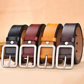 Men Belt Classic Leather Elegant Fashion Casual Solid Color Black Red Casual Daily Business Waist Belt