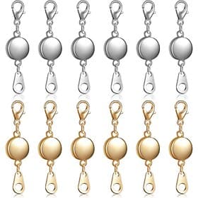 12 Pack Magnetic Necklace Clasps and Closures. Necklace Jewelry Extender with Strong Magnet. Magnetic Necklace Clasp for Jewelry Necklace Bracelet Making. Gold thumbnail 2