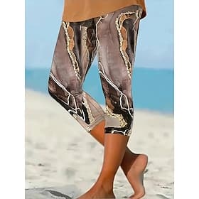 Femmes Pantalon capri Leggings Vacances Hawaïen Élégant Longueur Genou Taille moyenne Graphique Géométrique Imprimé Confort Élastique Extérieur Vacances Formel