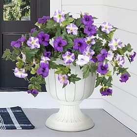 2 Pcs Artificial Fake Flowers Plants for Outdoor Decoration, Faux Petunias Silk Flower UV Resistant No Fade for Home Outside Garden Balcony Yard Porch Realisti