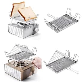 Stainless Steel Foldable Toaster Rack, Portable Handheld Outdoor Camping Grill, Suitable for Picnics And Hiking, Baking Tool, Detachable And Easy to Clean, Ide