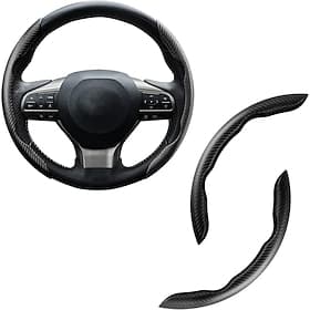 Carbon Fiber Silicone Anti-Slip Car Steering Wheel Cover Universal Fit, Clip-On Segmented Steering Wheel Protector, Four-Season Grip Cover for Most Cars, Easy