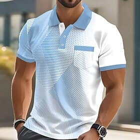 Voor heren Meetkundig Poloshirts Korte mouw Poloshirt Overhemden met kraag Zakelijk informeel Buiten Sportkleding Alledaagse kleding 3D-afdrukken Knop Lente zo thumbnail 2