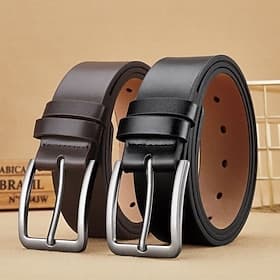 Men's Belt Automatic Buckle Chrome PU Streetwear Contemporary Classic Leisure Plain Black Brown Daily Business Formal Wide Belt