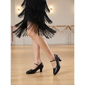 Women's Black Ballroom Dance Shoes, Classic Low Heel Mary Jane Practice Shoes for Waltz, Tango  Social Dancing