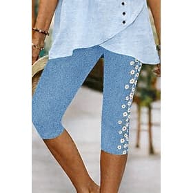 Women's Capri Pants Chinos Leggings Vacation Vintage Streetwear Calf-Length High Waist Floral Graphic Printing Comfort Soft Comfortable Stretchy Daily Outdoor thumbnail 2