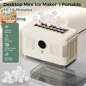 Desktop Mini Ice Maker Machine, Portable Countertop Ice Maker for Home Office RV, 10-15 Minutes Fast Ice-Making, Compact Small Ice Machine with 12/16 Cubes per