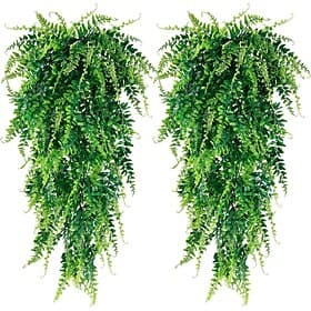 Lot de 4 plantes artificielles suspendues (fougères de Boston), fausses plantes de lierre artificielles, plantes en plastique résistantes aux UV pour la décora